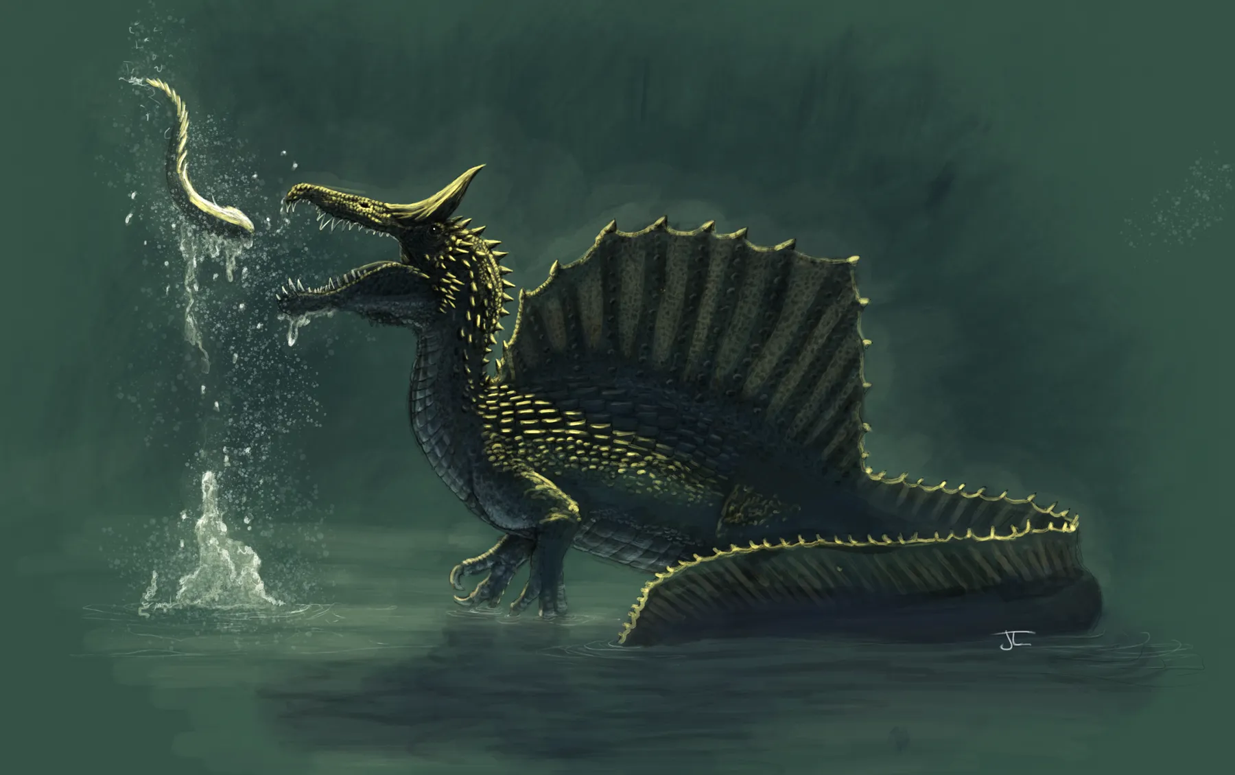 Spinosaurus mirabilis, digital painting by Joel Leineweber